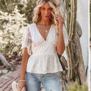 DEEP IN LOVE LACE PEPLUM BLOUSE